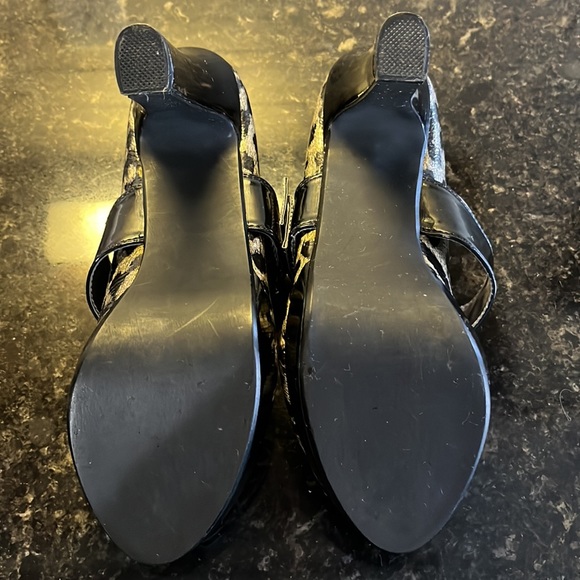 Rampage silver and black cheetah Chunky open toe 4inch heels - Picture 6 of 11